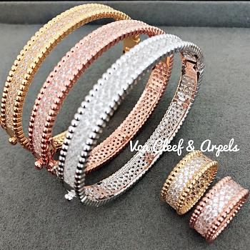 Colestore Van Cleef & Arpels Perlée Full Pavé Bangle Gold/Silver/Rose Gold
