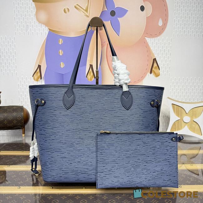 Colestore Louis Vuitton Neverfull MM Epi Leather Denim Blue 31x14x28cm - 1