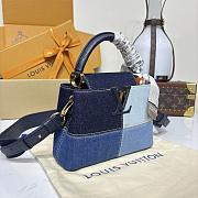 Colestore Louis Vuitton Capucines Mini Denim Patchwork Calf Leather Blue Navy 21x14x8cm - 5