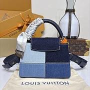 Colestore Louis Vuitton Capucines Mini Denim Patchwork Calf Leather Blue Navy 21x14x8cm - 4