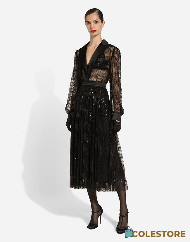 Colestore Dolce & Gabbana Sequin-Embellished Midi Dress Black  - 1