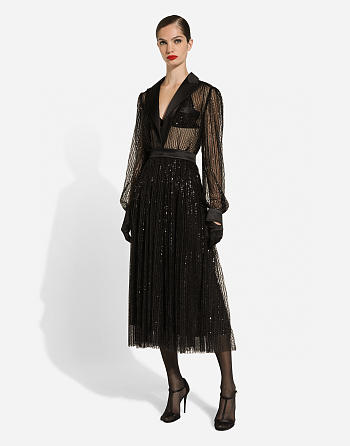 Colestore Dolce & Gabbana Sequin-Embellished Midi Dress Black 