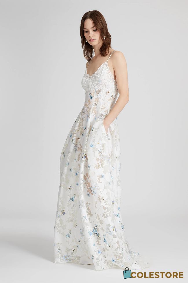 Colestore Ermanno Scervino Luxury Silk Blend Long Dress with Floral Devoré  - 1