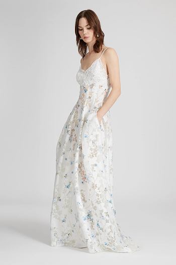 Colestore Ermanno Scervino Luxury Silk Blend Long Dress with Floral Devoré 
