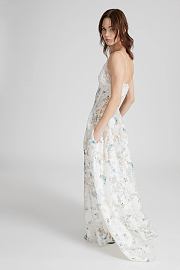 Colestore Ermanno Scervino Luxury Silk Blend Long Dress with Floral Devoré  - 4