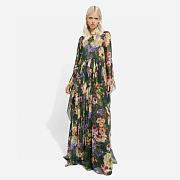 Colestore Dolce & Gabbana Floral-print Silk Maxi Dress Green  - 1