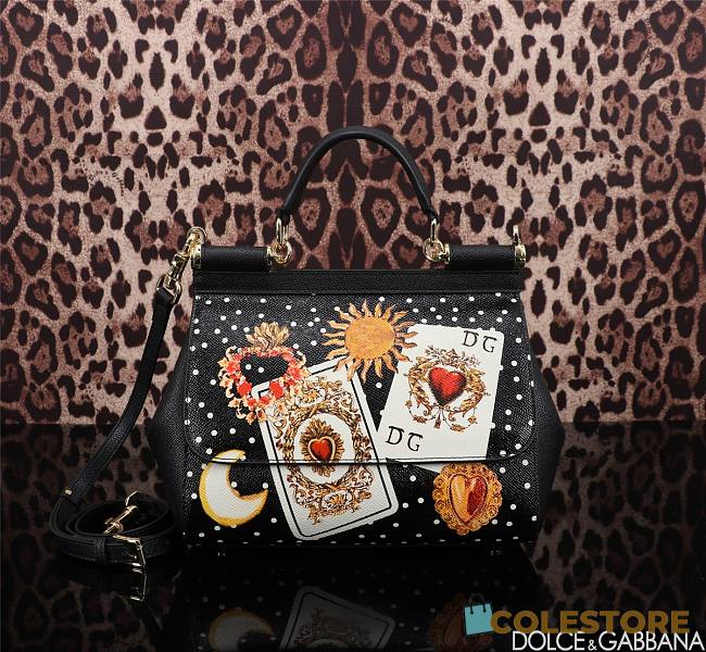 Colestore Dolce & Gabbana 90s Sicily Bag with Logo Print Multicolor 25x12x20cm - 1