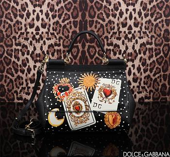 Colestore Dolce & Gabbana 90s Sicily Bag with Logo Print Multicolor 25x12x20cm