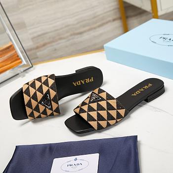 Colestore Prada Embroidered Fabric Slides Beige/Black