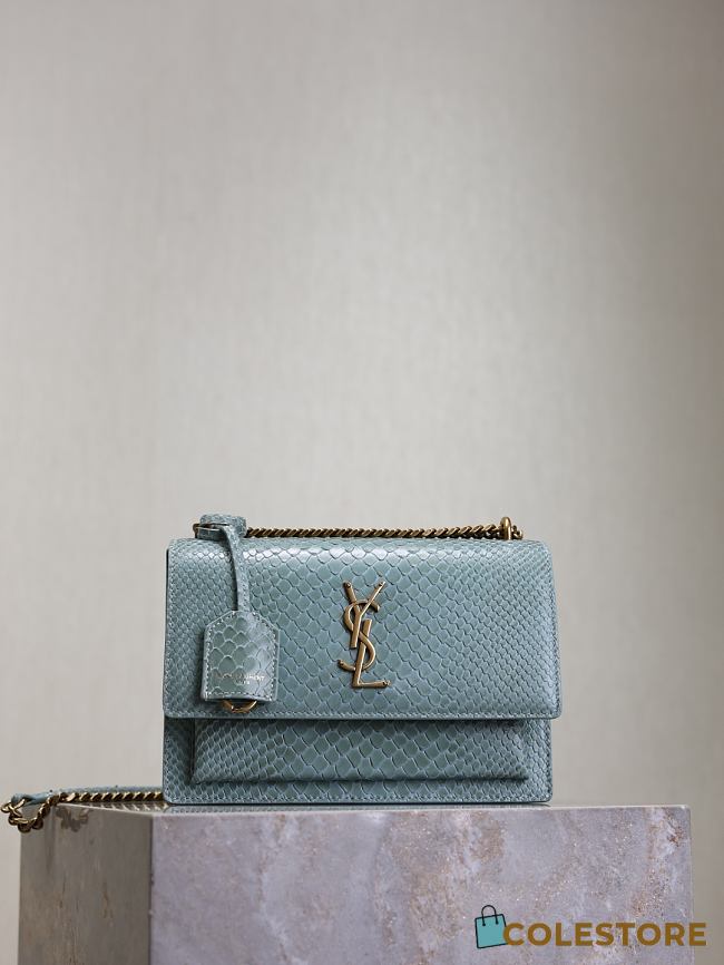 Colestore YSL Saint Laurent Sunset Small Shoulder Bag Blue 22x8x16cm - 1