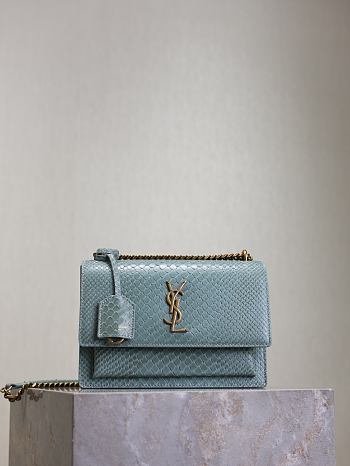 Colestore YSL Saint Laurent Sunset Small Shoulder Bag Blue 22x8x16cm