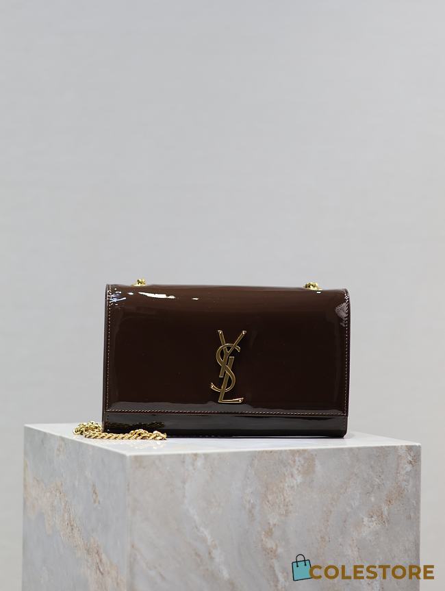 Colestore YSL Saint Laurent Small Kate Chocolate Patent Leather 24x14.5x5cm - 1