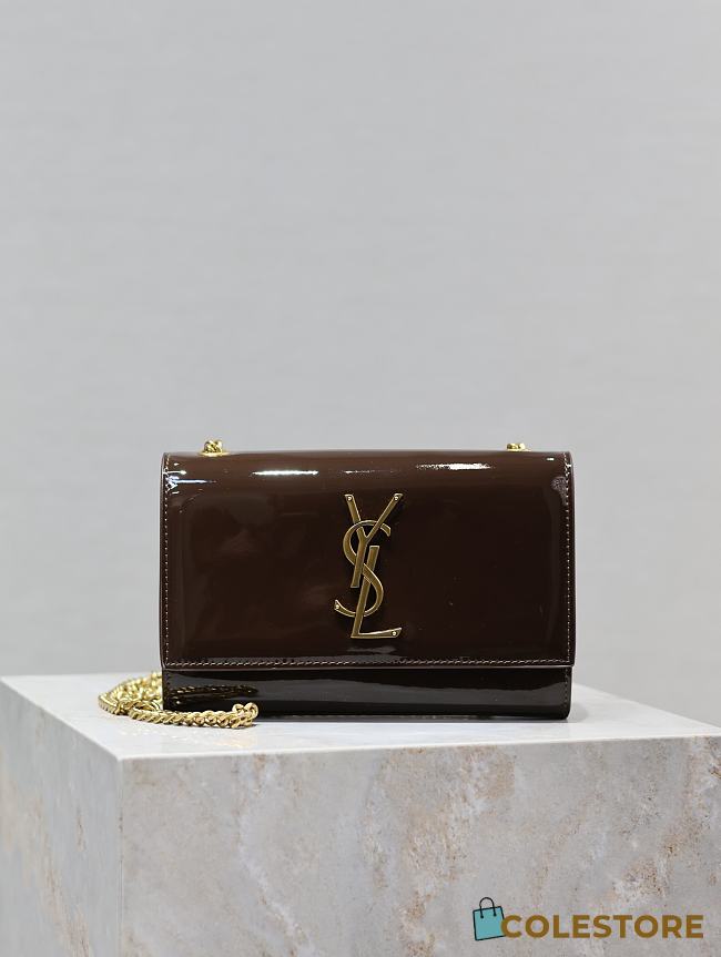 Colestore YSL Saint Laurent Small Kate Chocolate Patent Leather 20x13.5x5.5cm - 1