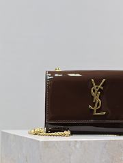 Colestore YSL Saint Laurent Small Kate Chocolate Patent Leather 20x13.5x5.5cm - 4