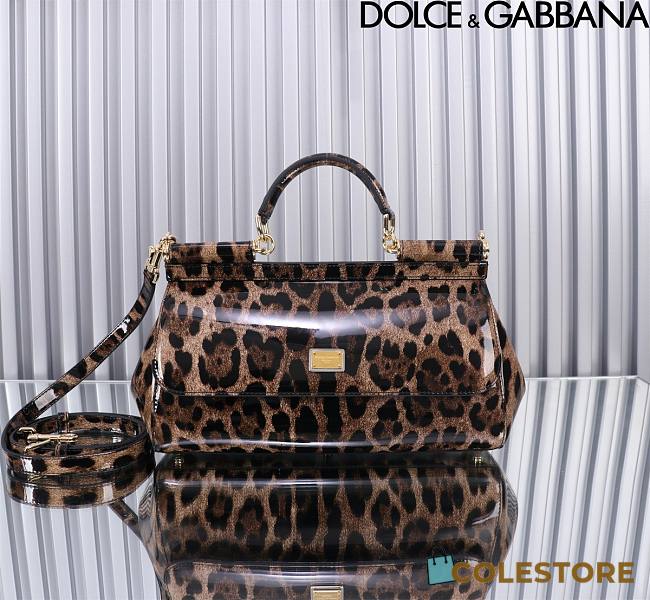 Colestore Dolce & Gabbana Sicily Leopard Print Patent Leather 29x18x12cm - 1