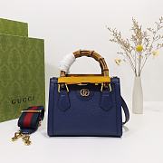 Colestore Gucci Diana Small Tote Bag in Rosso Ancora Navy Blue Leather 20x16x10cm - 1