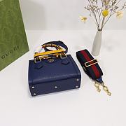 Colestore Gucci Diana Small Tote Bag in Rosso Ancora Navy Blue Leather 20x16x10cm - 3