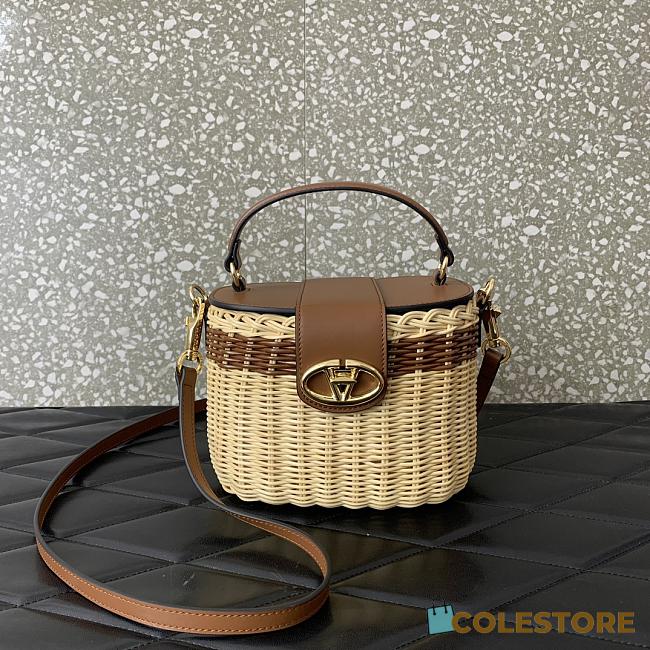 Colestore Valentino Garavani Vlogo Signature Wicker Vanity Bag Brown 19x13.5x13cm - 1