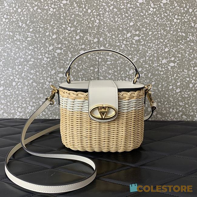 Colestore Valentino Garavani Vlogo Signature Wicker Vanity Bag White 19x13.5x13cm - 1