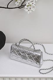 Colestore Chanel 25S Cross Handle Kelly Chain Bag Silver 18x10x4.5cm - 3
