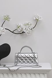 Colestore Chanel 25S Cross Handle Kelly Chain Bag Silver 18x10x4.5cm - 2