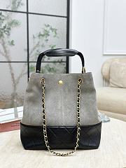 Colestore Chanel Shopping bag, Suede calfskin, Shiny lambskin & Gold-tone metal, Gray & Black 33x29x11cm - 3