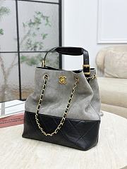 Colestore Chanel Shopping bag, Suede calfskin, Shiny lambskin & Gold-tone metal, Gray & Black 33x29x11cm - 2