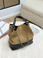 Colestore Chanel Shopping bag, Suede calfskin, Shiny lambskin & Gold-tone metal, Beige & Black 33x29x11cm - 4