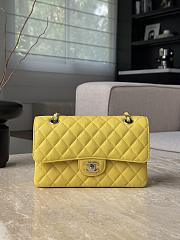 Colestore Chanel Yellow Caviar Quilted Classic Flap Medium Silver Hardware 23x14.5x6cm - 1