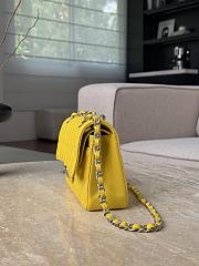 Colestore Chanel Yellow Caviar Quilted Classic Flap Medium Silver Hardware 23x14.5x6cm - 3