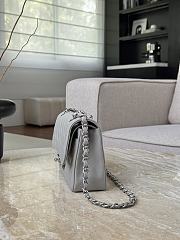 Colestore Chanel Gray Caviar Quilted Classic Flap Medium Silver Hardware 23x14.5x6cm - 5