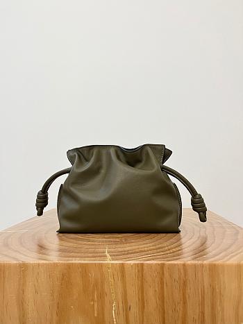 Colestore Loewe Flamenco Clutch Mini Bag in Khaki Green 23x18x9cm