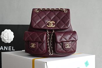 Colestore Chanel Triple Backpack Burgundy Caviar 17.5x16.5x10cm
