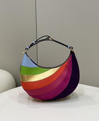 Colestore Fendi Rainbow Suede Shoulder Bag 28x19x7cm