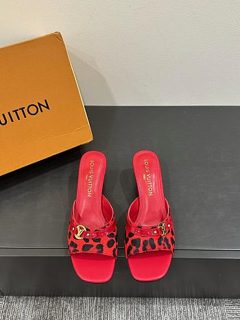 Colestore Louis Vuitton Leopard Kitten Red Heel Sandals 