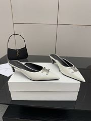 Colestore Celine Classic Triomphe Pointed-Toe Kitten Heel Mules White - 1