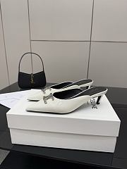 Colestore Celine Classic Triomphe Pointed-Toe Kitten Heel Mules White - 5