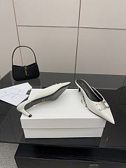 Colestore Celine Classic Triomphe Pointed-Toe Kitten Heel Mules White - 4