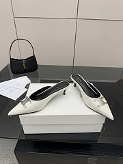Colestore Celine Classic Triomphe Pointed-Toe Kitten Heel Mules White - 3