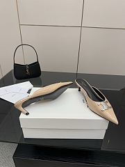Colestore Celine Classic Triomphe Pointed-Toe Kitten Heel Mules Beige - 6