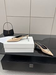 Colestore Celine Classic Triomphe Pointed-Toe Kitten Heel Mules Beige - 3