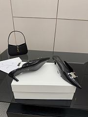 Colestore Celine Classic Triomphe Pointed-Toe Kitten Heel Mules Black - 5