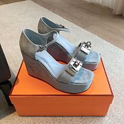 Colestore Hermes Hilda 80 sandal Light Blue Suede - 1