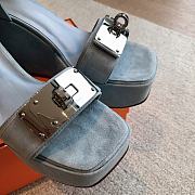 Colestore Hermes Hilda 80 sandal Light Blue Suede - 4