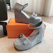 Colestore Hermes Hilda 80 sandal Light Blue Suede - 3