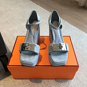 Colestore Hermes Hilda 80 sandal Light Blue Suede - 2