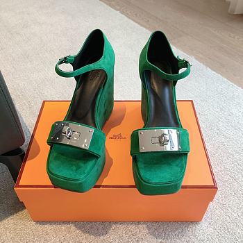 Colestore Hermes Hilda 80 sandal Green Suede