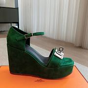Colestore Hermes Hilda 80 sandal Green Suede - 6
