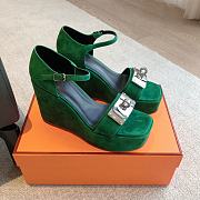 Colestore Hermes Hilda 80 sandal Green Suede - 2