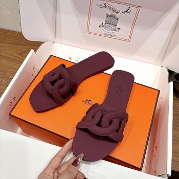 Colestore Hermes Aloha Sandals burgundy